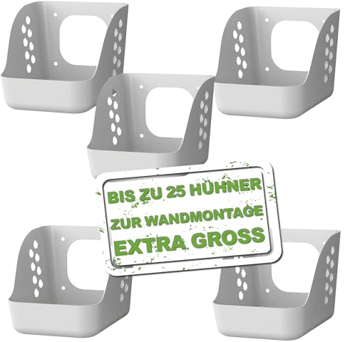 MeineHennen Legenester für Hühner in Grau- Basic Nest Mini- 5 Stück - Legenest für bis zu 5 Hühner zur Wandmontage - Hühnernest - Geflügelnest - Hühnerstall