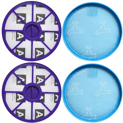 HAPPOW 2 Set Pre & Post Hepa Ersatzfilter Filter für Dyson DC19 DC20 DC21 DC29, Vor- und Nachmotor Staubsauger Ersatzteile, Filtergröße von 153 mm, HEPA-Filter für Dyson Staubsauger(Blau und Lila)