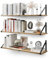 CASSA ZENO Wandmontierte schwebende Bücherregale für die Wand, 3er-Set, 80 cm x 20 cm, Regal, Bücherregal für Schlafzimmer, Wohnzimmer, Büro, Badezimmer, Küche, rustikales Holz mit Metallhalterung