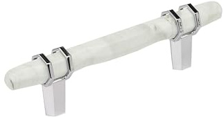 Amerock Carrione BP36648MW26 Schrankgriff, Mitte zu Mitte, Marmor, Weiß/poliertes Chrom, 96 mm