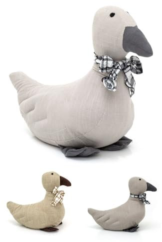 Fabric Duck Doorstop | Duck Door Stop with Gingham Bow Bird Door Stopper | Novelty Indoor Duck Shaped Door Stop Decorative Weighted Door Stopper ~ 24cm - Colour Varies One Supplied