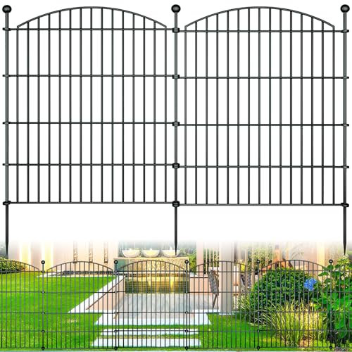 10 Panel No Dig Metal Garden Fence 32H x 23.6'L Dog Fence Outdoor for Yard