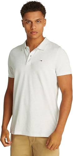 Tommy Jeans TJM Slim Placket Polo EXT S/S Polo Men's, Grey (Grey Htr), M