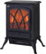 HOMCOM Camino Elettrico con Effetto Fiamma Stile Retrò, Stufa Elettrica con Termostato 1000-2000W e Luce Regolabile, Nero