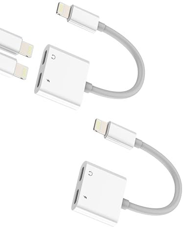 Adaptateur casque pour iPhone 14 Pro (2pack) pour Lightning double jack chargeur répartiteur écouteurs audio câble pour Apple casque accessoires câble recharge pour ipad pro air mini headphone adapter