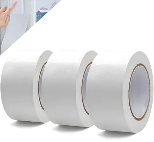 KADIO Nastro adesivo in tessuto, bianco, confezione da 3 pezzi, per riparazioni (bianco, 50 m x 50 mm)