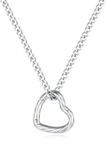 GAVU Collana Porta Anelli, Collana da Donna in Acciaio Inossidabile con Ciondolo Cuore Porta Anelli 40cm