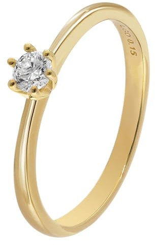 GLIZZ Damenring mit Lab Grown Diamant 0,15 ct Gold 333 Brillantring GL8658-56 Ringgröße 56/17,8