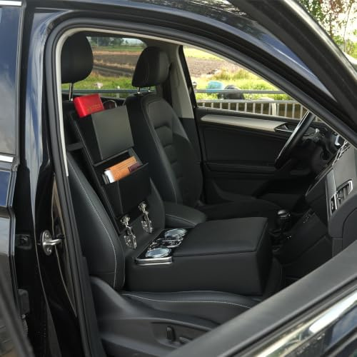 xxjolavv CarManager Car Organizer Organisieren Sie die Ordneraufbewahrung im Auto,Aufbewahrungsbox für die hintere Leder Armlehnenkonsole,7 farbige LED-Leuchten und Type-c Anschluss[EU-Patent]