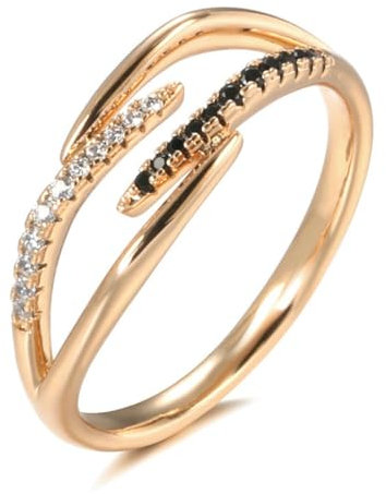 Caiduoduo Roségold Zirkon Ringe Personalisiertes Design Vier Zacken Kreuz Mode Ringe Damen Schmuck