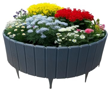 bepco Palisade – Beeteinfassung 2er Set (LxH: 200 x 17cm, Graphit) – Flexible & stabile Beetbegrenzung, 100% recycelter Kunststoff, mit integrierten Erdanker, für Garten & Beete