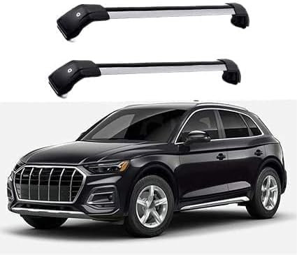 KDZDJH Auto Gepäckträger Für Audi Q5 SQ5 FY SUV 2017-2024 Zubehör Dachgepäckträger Querträger AbschließBar Outdoor Ausrüstung Verstellbare,C-Silver Black