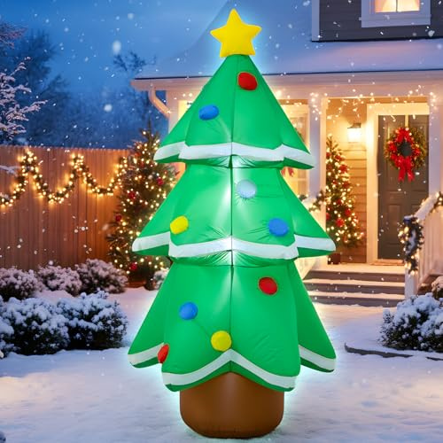 Ycolnaefllr 122cm Aufblasbarer Weihnachtsbaum mit LED-Beleuchtung, Weihnachtsdeko für Innen & Außen, Platzsparende Alternative für Wohnzimmer, Garten, Balkon & Terrasse
