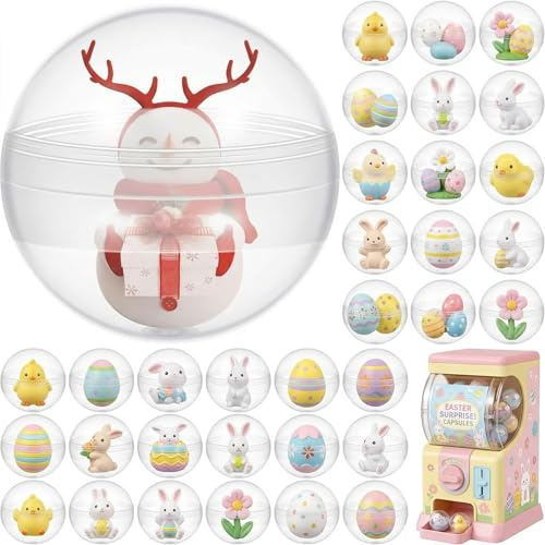 JOINPAYA 50 Stück Transparent kunststoffkugel: 45mm Kunststoff Befüllbar Leer Füllung Runde Acryl Behälter Kugeln Leere teilbar in 2 Hälften Halloween Weihnachten (4,50 x 4,50 x 4,50 cm)