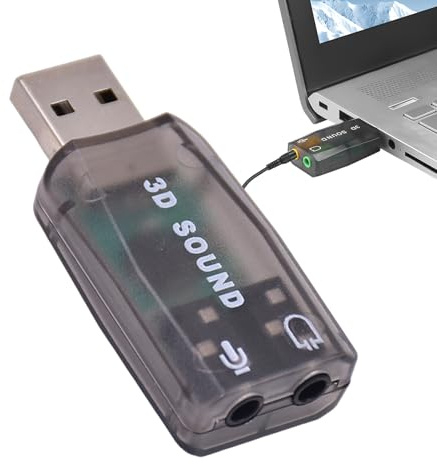 External Stereo Sound Adapter External Sound Card Plug-Play No Driver | 2-In-1 for PC Laptop, Music Listening, TV Watching, Gameplay, Live Streaming
