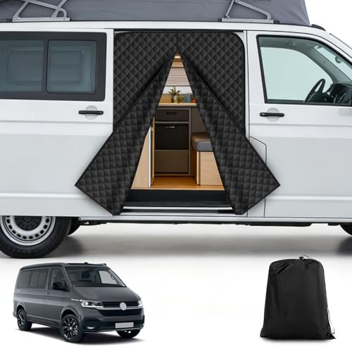 Isolierung Seitentür Türabdeckung kompatibel mit VW T5 T6 T6.1 California, Magnetischer Van Isolierte Thermovorhang, 420D Oxford Gewebe Isolierdecke Camping Reise, Einfache Installation