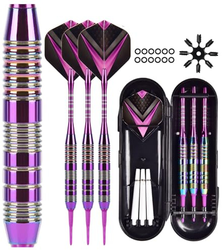 Lonwiner 3 Stück Dartpfeile mit Kunststoffspitze 21 Gramm, Pfeile für Bogenschießen Profi Dartpfeile Softdart Extra Schafts Flights Dartspitzen Anti-Lose Gummiringe