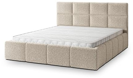 Masseno Polsterbett Como Q 120x200 cm, Doppelbett, Bettkasten, Stauraum, Lattenrost Und Kopfteil - Beige, Quelle 05