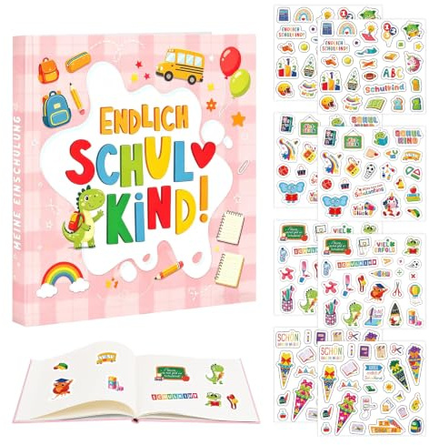 SANLIUSANJIU Gästebuch Tafel für Erster Schultag mit Aufkleber 50 Seiten | Mädchen und Jungen Ersten Schultag Geschenk, Endlich Schulkind Einschulung Erinnerungsalbum
