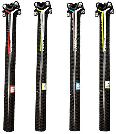 TOSEEK Carbon-Farbe Sattelstütze 27.2mm / 30.8mm / 31.6mm für Fahrrad MTB Rennrad (Rot, 30.8 x 350mm)