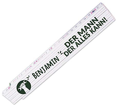 Zollstock mit Namen Benjamin und schönem Motiv - Der Mann der alles kann - für Männer | Metermaß | Glieder-Maßstab mit Namen bedruckt | Viele Namen zur Auswahl