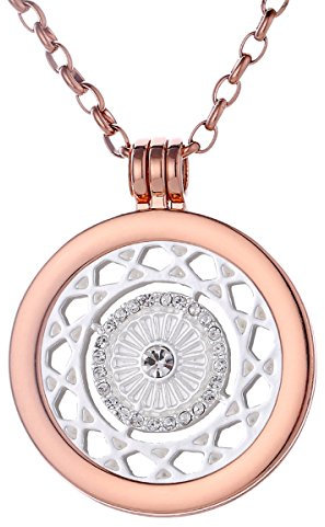 Morella Damen Halskette Rosegold 70 cm Edelstahl mit Amulett und Coin 33 mm Ornament in Schmuckbeutel