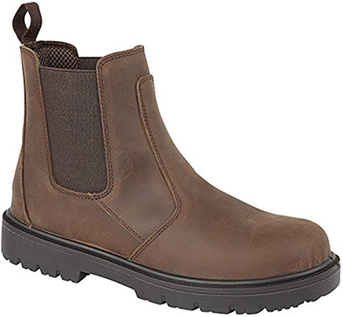 Grafters Safety Dealer Boot Safety Toe Cap & Steel Midsole Ankle Boots - Brown, Mens UK 7/EU 41
