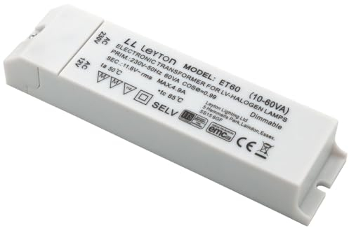 Prolite ET60 Transformateur électronique 10-60 Va 12 V avec câble à intensité variable MR16, MR11, G4.