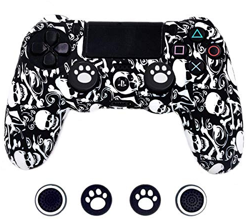 Taifond Carcasa para mando PS4 Slim Pro de silicona, antideslizante, diseño de calavera 1.0