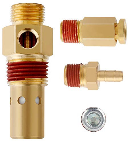 Hromee Compresor de aire Compresor de repuesto Componentes de latón 1/2 pulgada MNPT Compresor en tanque Check Valve Kit con tres diferentes descargador tubo accesorios 20 SCFM 4 piezas