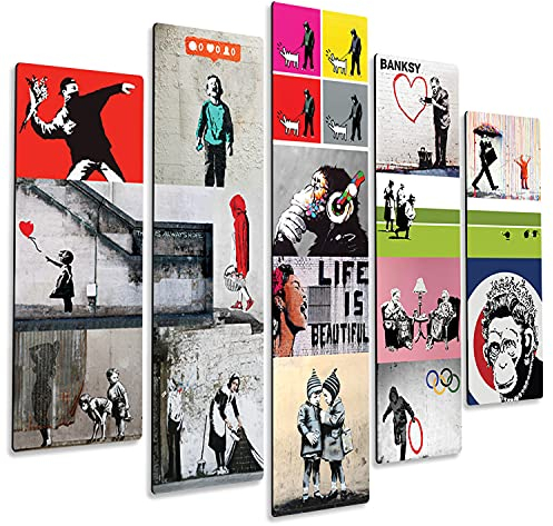 Giallobus - 5 Multi Panel Art Board - Banksy - Banksy Collage - MDF-Holz - 140x100