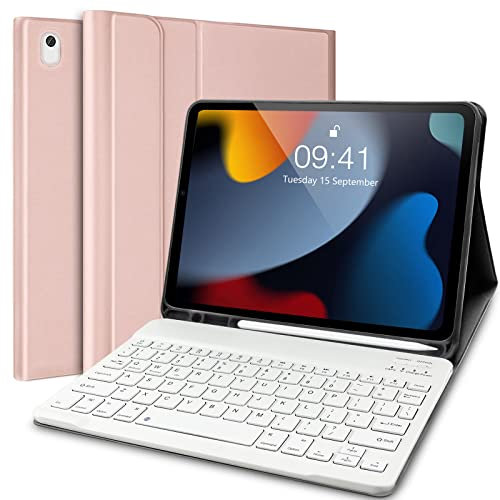 New iPad 10.2 Keyboard Case 9th Generation(2021)/ 8th Gen(2020)/ 7th Gen(2019), Slim Shell Lightweight Smart Case with Magnetically Detachable Wireless Keyboard for iPad Air 3, iPad Pro 10.5 2017