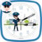 Eurotime Wecker Jungen Polizei Notruf Polizist, Kinderwecker, Hellblau Blau, Kunststoffgehäuse und Kunststoffglas, geräuscharmer Wecker, ohne Ticken, mit Licht und Weckwiederholung, 27123-08