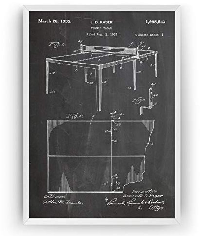 Table Tennis 1935 Patent Poster - Ping Pong Giclee Print Art Kunst Wall Dekor Decor Entwurf Wandkunst Blueprint Geschenk Gift - Frame Not Included