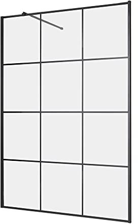 Milano Barq Black Grid Reversible Shower Enclosure Screen - 900mm