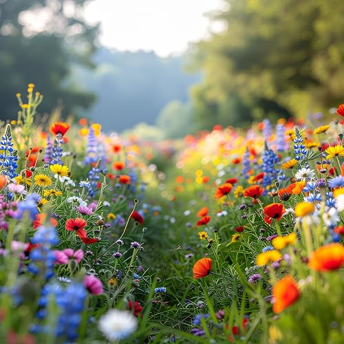 Blumenwiese mit Keimgarantie als Wildkräuter Mischung fünfjährige Bienenweide, insektenfreundlicher Garten mehrjährige winterharte Blühwiese für Bienen & Hummeln (100qm)