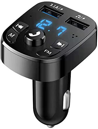 Trasmettitore FM Bluetooth 5.0 per auto, Kit Vivavoce, adattatore radio wireless, caricatore per lettore musicale, 2 porta USB Supporto MP3/U Disk