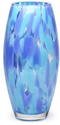Ca D Oro Glasvase, blaues Konfetti, mundgeblasenes Kunstglas im Murano-Stil, für Blumen und Dekoration, Modell Oliva G