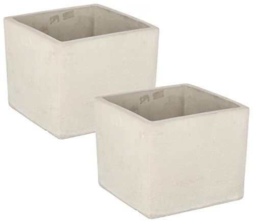 KOTARBAU® 2er Set Blumentopf Übertopf 11 x 11 cm aus Dekorativ-Beton Quadratisch für Blumen Pflanzen