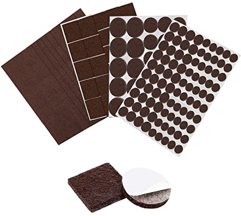 BufferABC Premium Filzgleiter Selbstklebend, Stark Klebendes Filzgleiter für Stühle, Profi Möbelschoner Filz Stuhlgleiter - 166 Teile 9 Größen Möbelgleiter Set (Braun)