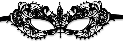 Jagowa 1 Stück Spitze Maskerade Masken für Frauen Sexy Spitze Augenmaske für Karneval Abschlussball Party (Stil C), Schwarz