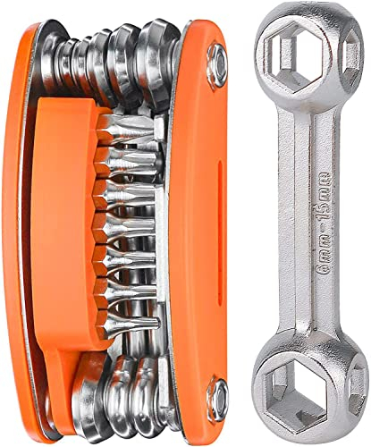 20 in 1 Fahrrad Multitool mit Fahrrad Knochenschlüssel Tragbares Fahrrad Reparatur Werkzeug Kit Radfahren Mechaniker Multifunktionswerkzeug Set Faltbar Metrische Wartung Zubehör