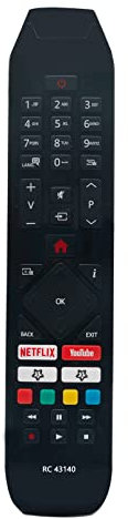 VINABTY Mando a distancia RC43140 compatible con Hitachi Smart LED TV 32HE4000 43HK6000 32HE4500 32HE4500K 40HE4001 43HE4000 43HK6001 55HL9000G 55HL800G 0K 55HH. L8000 49HK6000 43HL8000