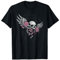 Totenkopf Flügel Engel Blumen Rosen Skelett Halloween T-Shirt