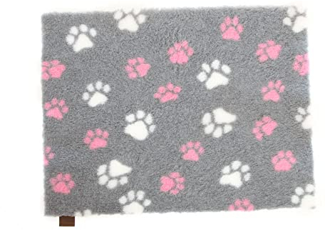 Vetbed Isobed SL grau rosa Pfoten 150 x 100cm