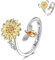 EUJEBEDA Anti-Stress-Ring, verstellbar, Fidget-Ringe, Damen, vergoldet, Spinner, Stimmungsring, Zirkonia, Sonnenblume, Gänseblümchen, Sonnenblume, Ringe.