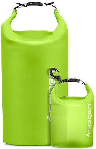 Spigen Dry Bag Set [Aqua Shield] [20L+2L] wasserdichte Tasche Set wasserfeste Tasche & Rucksack für Strand, Schwimmen, Camping, Kajak, Boot - Cactus Green
