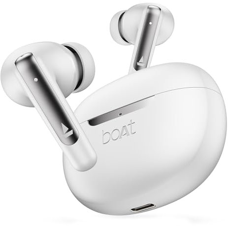boAt Airdopes 141 ANC (~32dB), 50ms Low Latency, 4Mics ENx, 42Hrs Battery, Fast Charge, IPX5, v5.3 Bluetooth TWS in Ear Earbuds Wireless Earphones with mic (White)