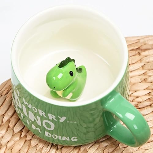 Disoza Dino Tasse Dinosaure 3d Tasses Cadeaux Pour Femmes Dino Tasse Douce avec Figure Intérieur Meilleur Ami Cadeaux Drôle de Dinosaure Mug Porcelaine Céramique Café Tasse Cadeau d'Anniversaire