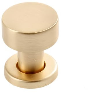 GTV - Botón de anillo - acero cepillado - PORTE DE ANILLO dorado cepillado - Pomos para muebles de armario de acero inoxidable cepillado, perillas de cocina, pomos de puerta, pomos redondos